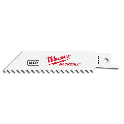 Milwaukee® HACKZALL™ 49-00-5460 Tapered Back Thin Kerf Reciprocating Saw Blade, 4 in L x 3/4 in W, 6 TPI, Bi-Metal Body, QUIK-LOK™ Tang